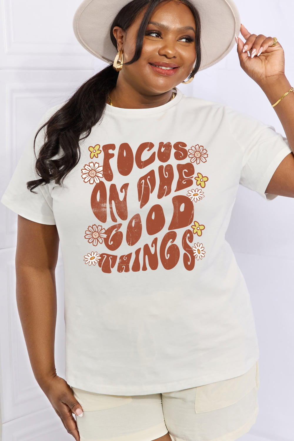 Simply Love Full Size FOCUS ON THE GOOD THINGS Graphic Cotton Tee